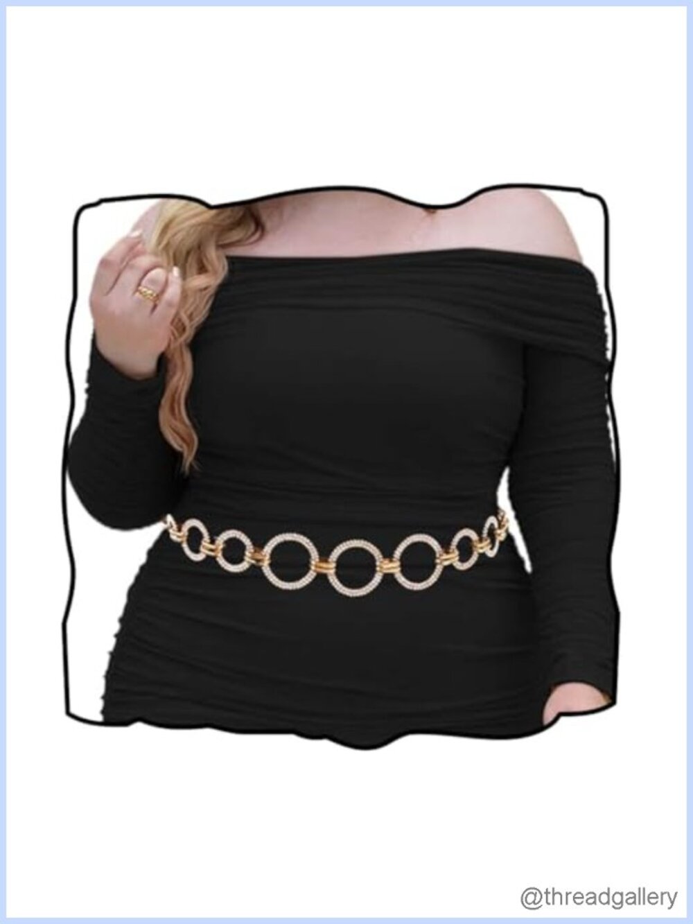 Rhinestone Waist Chain Belt Gold Metal Circle Body Jewelry Party Rave